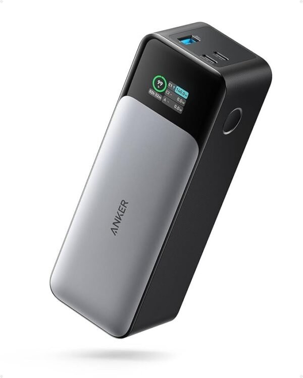 Anker 737 Power Bank, 24,000mAh 3-Port Laptop Portable Charger with 140W Fast Charging, Smart Display, for Outdoor Work, Compatible with iPhone 16/15/14 Series, Vision Pro, Samsung, MacBook, and More